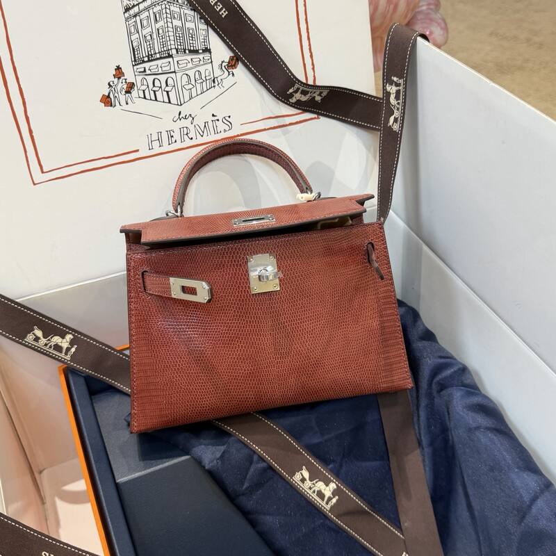 Hermes Kelly 19 Pink lizard top handle — Premium Replica