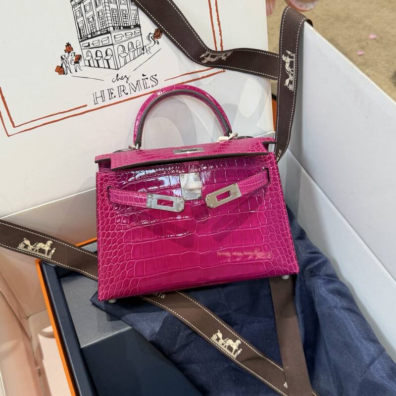 Hermes Kelly 19 Pink lizard top handle — Premium Replica