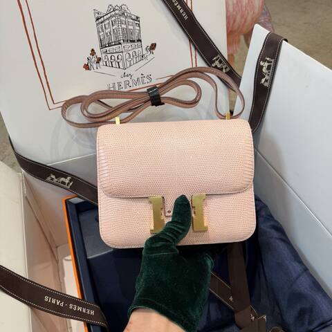 Hermes Constance 19 Pink lizard 19cm shoulder AAA Quality Replica