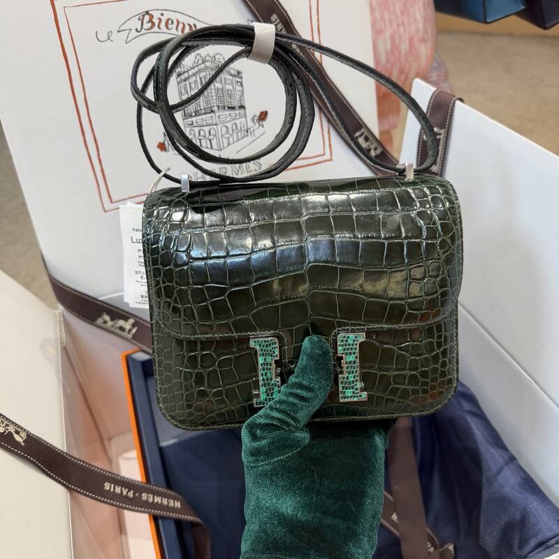 Hermes Constance 19 Pink lizard shoulder — AAA Quality Replica