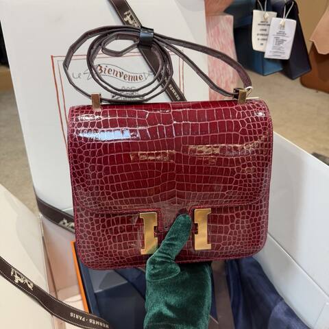 Hermes Dark Brown Crocodile 24cm crossbody 1 1 Replica
