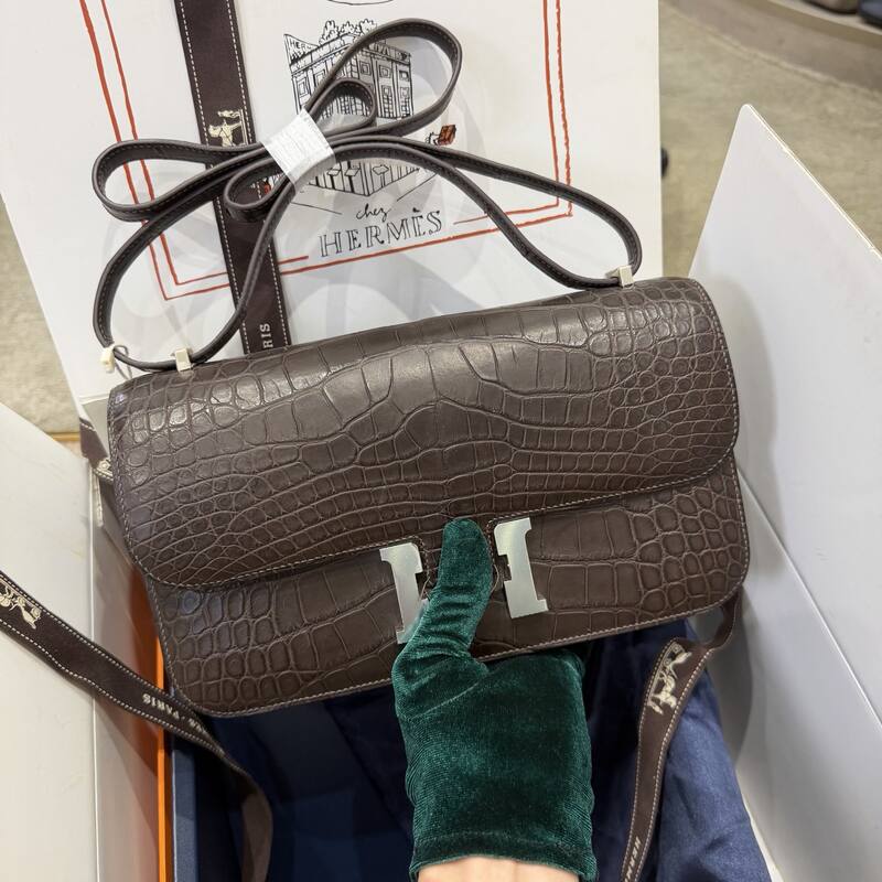 Hermes Constance Black lizard croc embossed shoulder — Top Quality Replica
