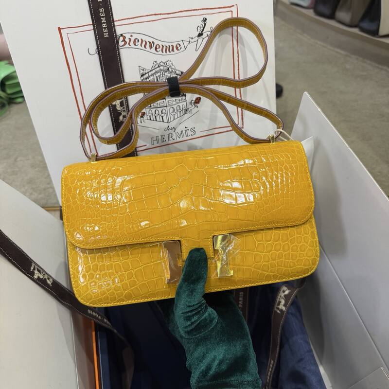 Hermes Constance Black lizard croc embossed shoulder — Top Quality Replica