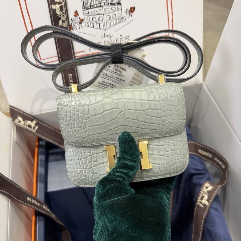 Hermes Constance Black lizard croc embossed shoulder — Top Quality Replica
