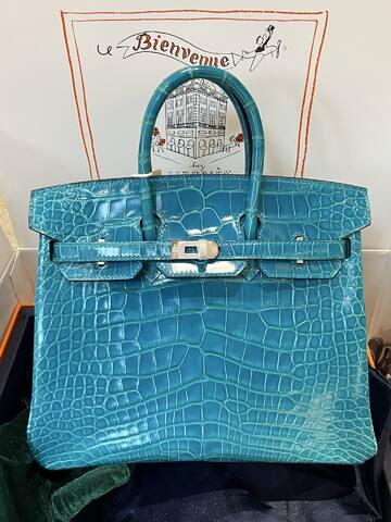 Hermes Birkin 25 Blue crocodile 25 handbag 1 1 Replica