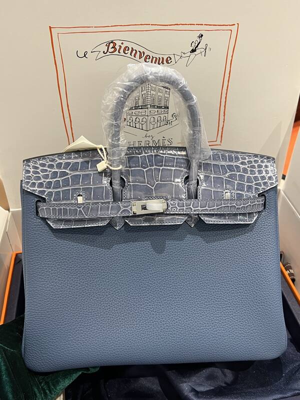 Hermes Birkin 25 Blue crocodile 25 handbag — 1:1 Replica