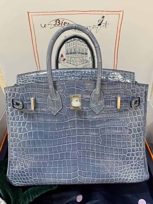 Hermes Birkin 25 Blue crocodile 25 handbag — 1:1 Replica