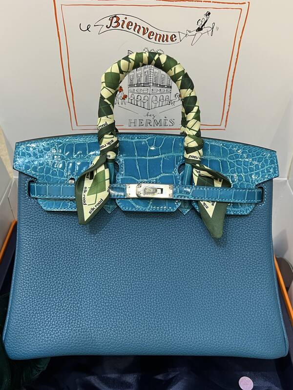 Hermes Birkin 25 Blue crocodile 25 handbag — 1:1 Replica