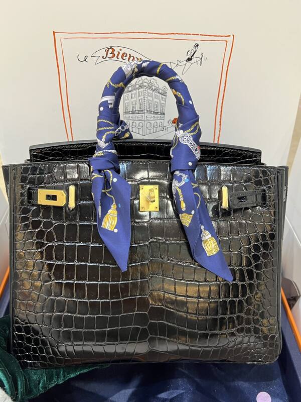 Hermes Birkin 25 Blue crocodile 25 handbag — 1:1 Replica