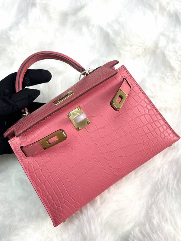 Hermes Kelly 19 Pink lizard top handle — Premium Replica