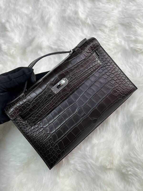 Hermes Kelly Danse Black lizard crossbody — Premium Replica