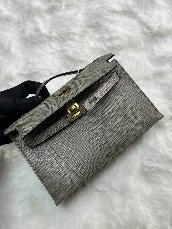 Hermes Kelly Danse Black lizard crossbody — Premium Replica