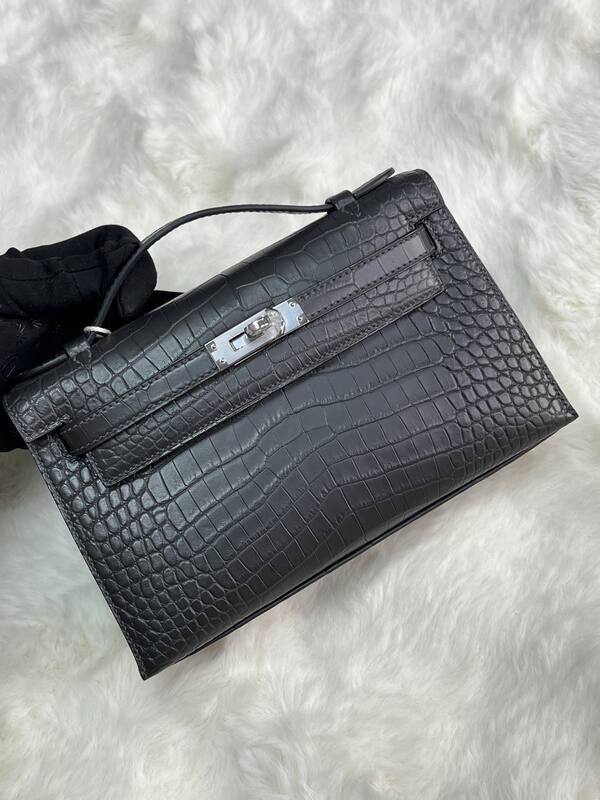 Hermes Kelly Danse Black lizard crossbody — Premium Replica