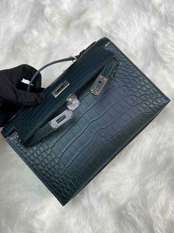 Hermes Kelly Danse Black lizard crossbody — Premium Replica