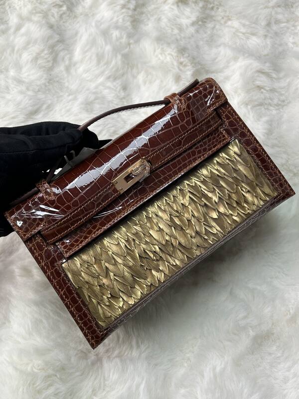 Hermes Kelly Danse Black lizard crossbody — Premium Replica