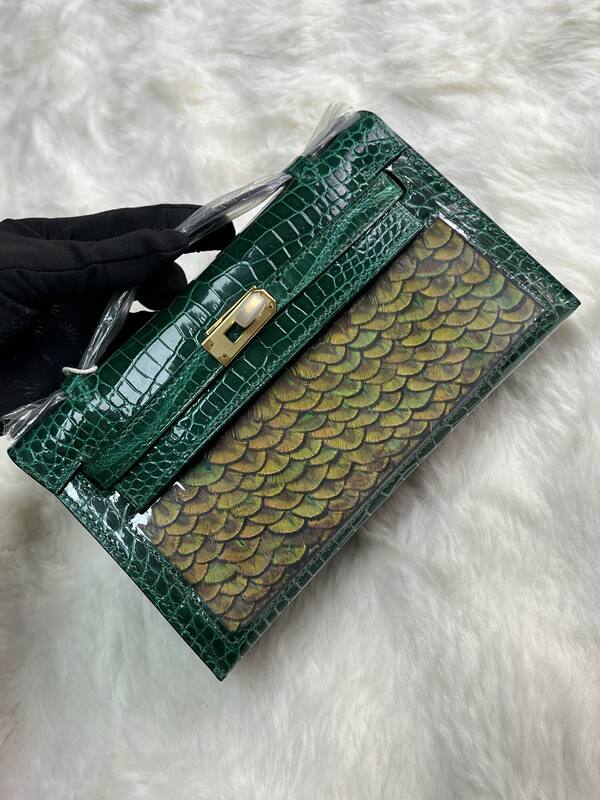 Hermes Kelly Danse Black lizard crossbody — Premium Replica