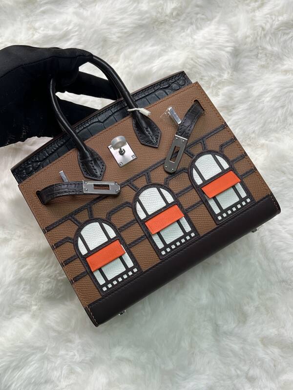Hermes Birkin 20 Black Gray 20 top handle — Premium Replica