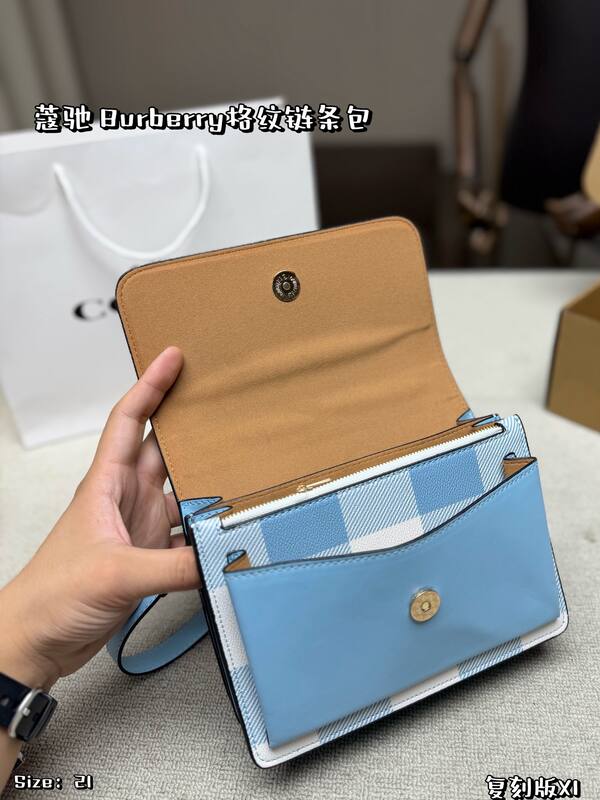Coach Blue white gingham crossbody — AAA Quality Replica
