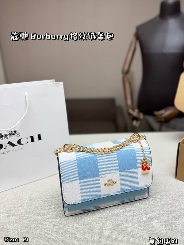 Coach Black and white plaid / Blue and white plaid crossbody — Top Quality Replica