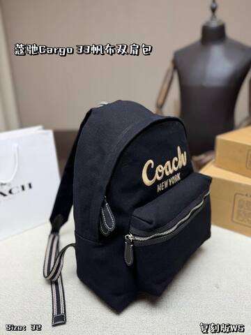 Coach Cargo Black canvas 33cm backpack Premium Replica