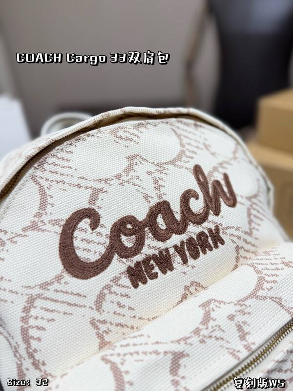 Coach Cargo Beige signature canvas with brown embroidery backpack — 1:1 Replica