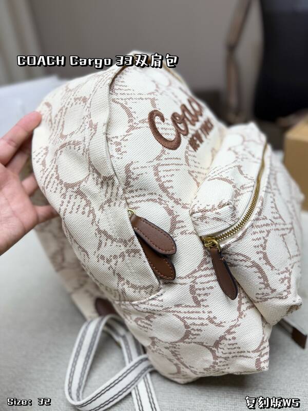 Coach Cargo Beige signature canvas with brown embroidery backpack — 1:1 Replica