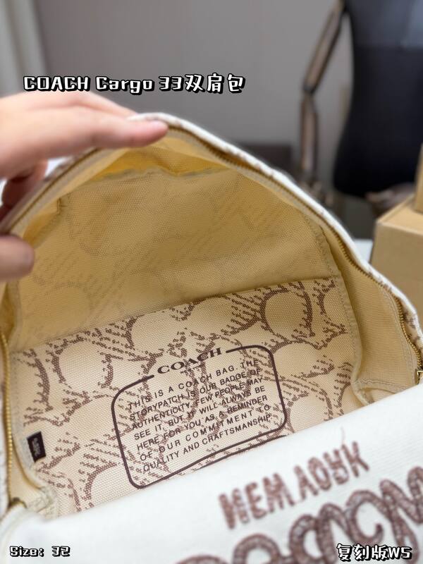 Coach Cargo Beige signature canvas with brown embroidery backpack — 1:1 Replica