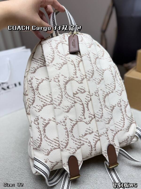Coach Cargo Beige signature canvas with brown embroidery backpack — 1:1 Replica