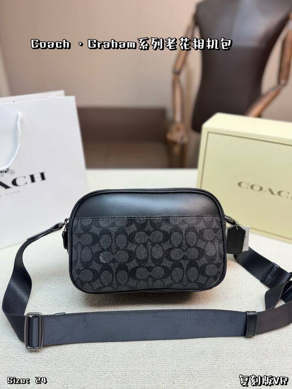 Coach Graham Black signature coated canvas crossbody — Premium Replica