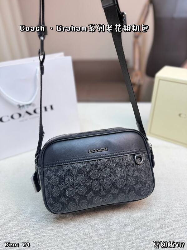 Coach Graham Black signature coated canvas crossbody — Premium Replica
