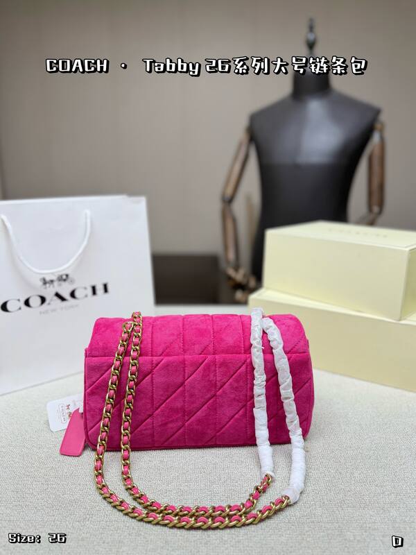 Coach Tabby 26 Fuchsia suede shoulder — 1:1 Replica
