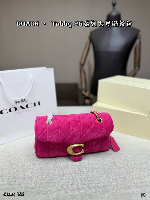Coach Tabby Fuchsia suede shoulder — Premium Replica