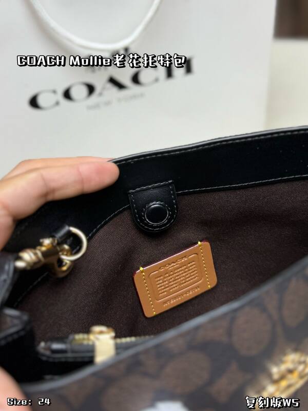 Coach Mollie Signature Monogram Dark Brown with Black Trim tote — 1:1 Replica