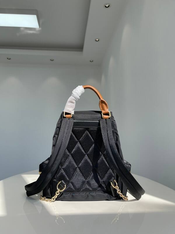 Burberry Black nylon with brown leather trim 26x16x11cm backpack — Top Quality Replica