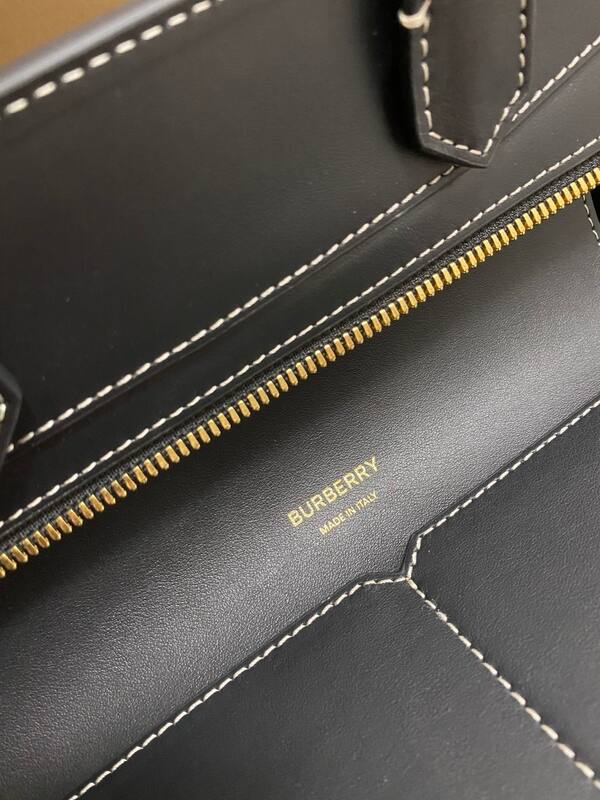 Burberry Black leather with House Check 28x13x23cm tote — 1:1 Replica
