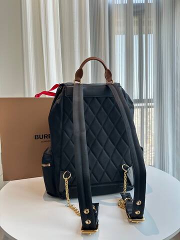 Burberry Black nylon with brown leather trim 28x37x15cm backpack Premium Replica