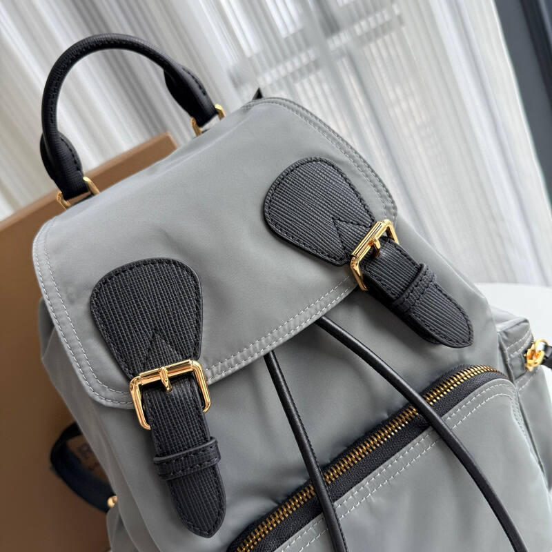 Burberry Grey nylon with black leather trim 22 x backpack — Top Quality Replica