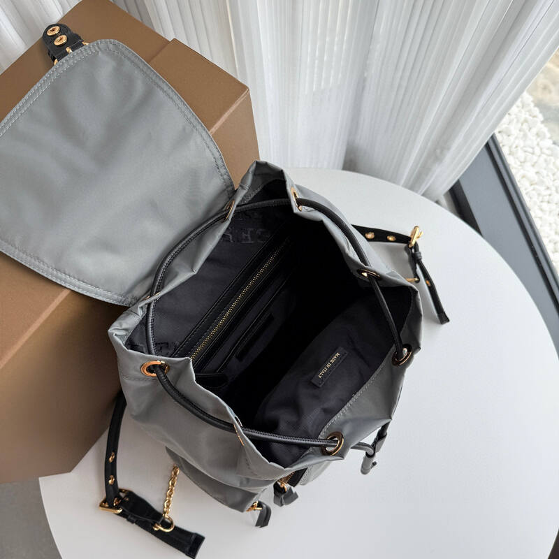 Burberry Grey nylon with black leather trim 22 x backpack — Top Quality Replica