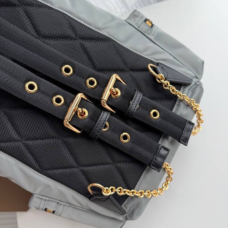 Burberry Grey nylon with black leather trim 22 x backpack — Top Quality Replica