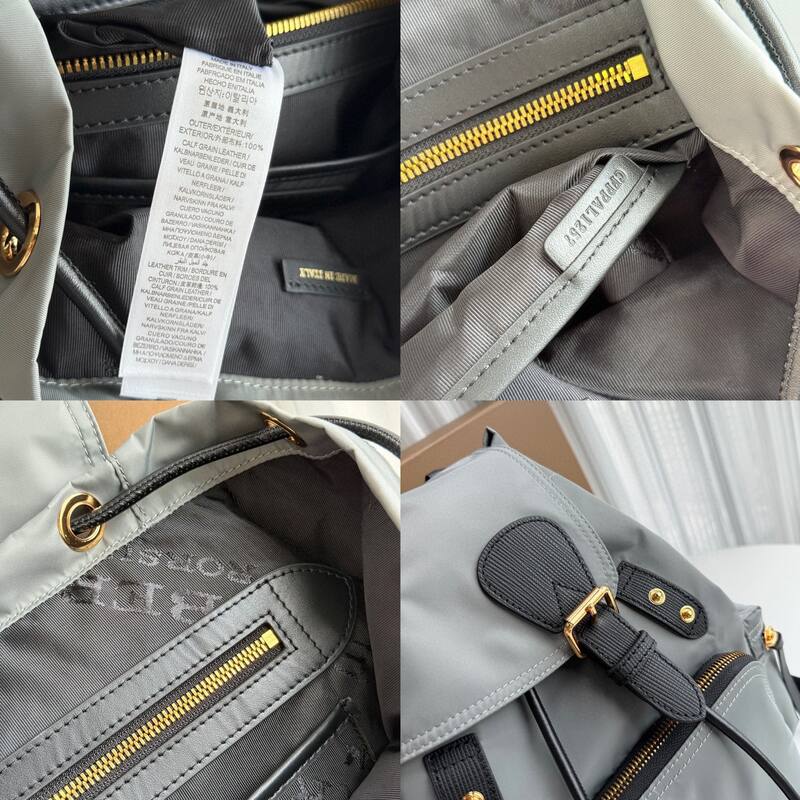 Burberry Grey nylon with black leather trim 22 x backpack — Top Quality Replica