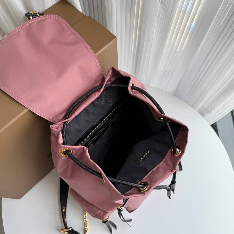 Burberry Dusty pink nylon with black leather trim 22 x backpack — Premium Replica