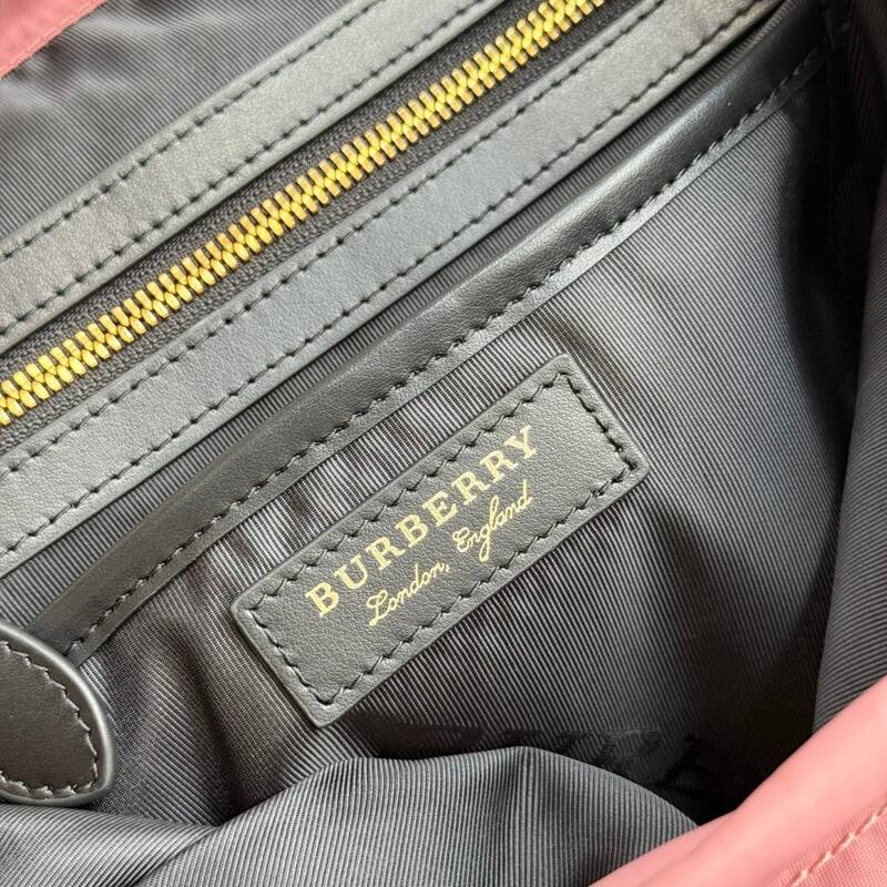 Burberry Dusty pink nylon with black leather trim 22 x backpack — Premium Replica