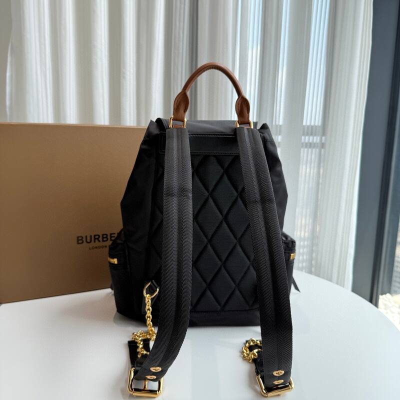 Burberry Black nylon with brown leather trim 22 x backpack — Top Quality Replica