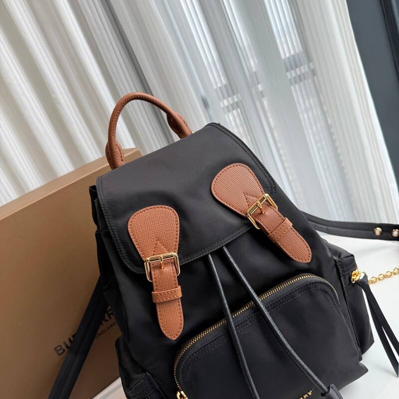 Burberry Black nylon with brown leather trim 22 x backpack — Top Quality Replica