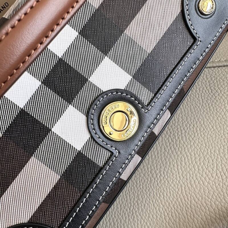 Burberry Birch Brown Check with Black Leather Trim shoulder bag — Premium Replica