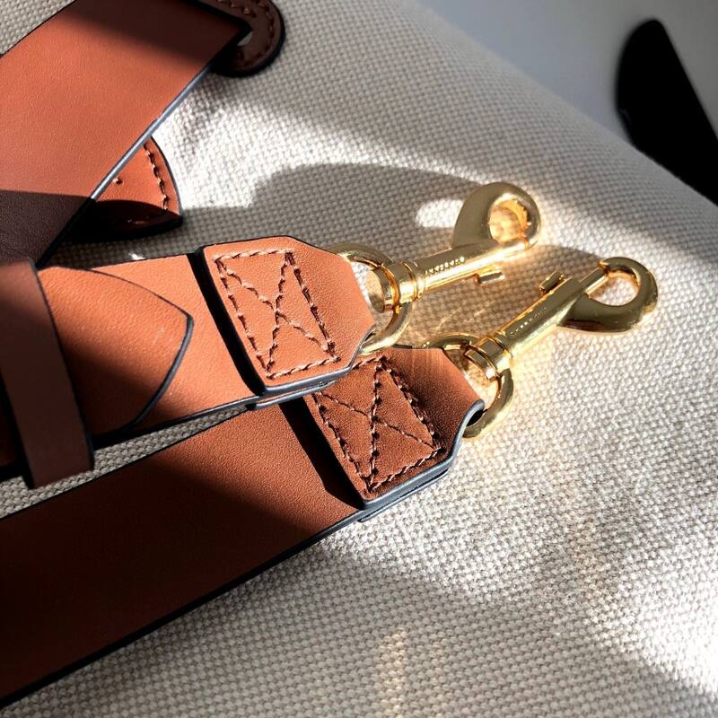 Burberry Beige canvas with brown leather trim 40x20x39cm tote — 1:1 Replica