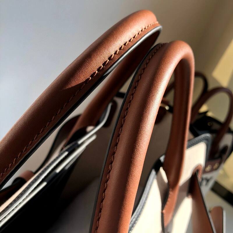 Burberry Beige canvas with brown leather trim 28x16x26cm tote — Top Quality Replica