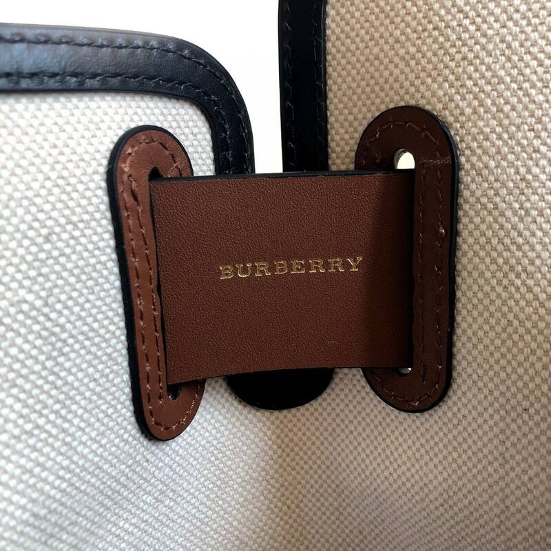 Burberry Beige canvas with brown leather trim 28x16x26cm tote — Top Quality Replica