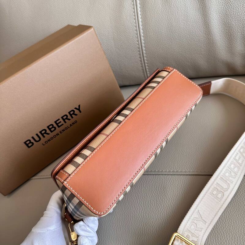 Burberry Vintage Check with Brown Leather Trim crossbody bag — Top Quality Replica