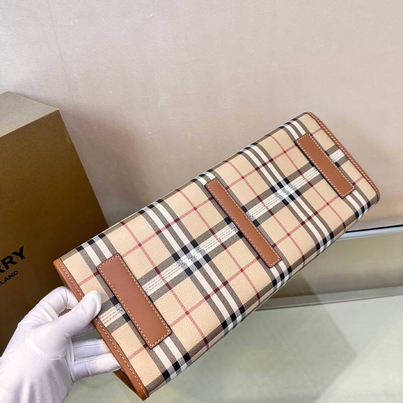 Burberry Vintage Check with Brown Leather Trim 40x32x16cm tote bag — Top Quality Replica